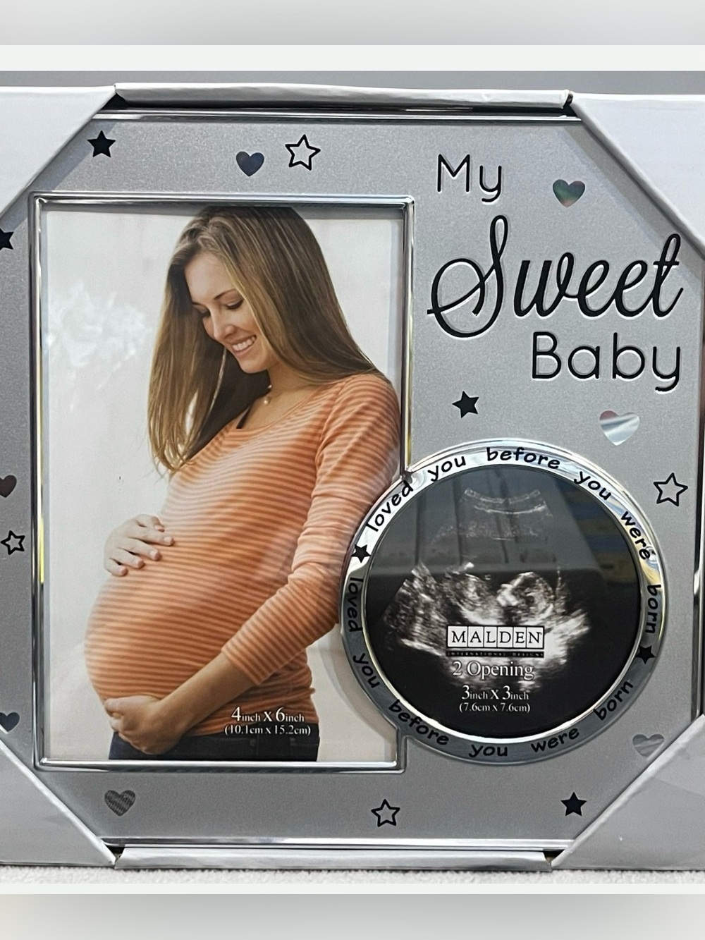 Malden Silver Baby Frame with Heart and Star Accents